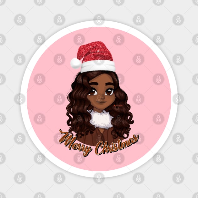 Black Girl Santa, Black Mrs Santa Claus, African American Santa, Merry Christmas Magnet by UrbanLifeApparel